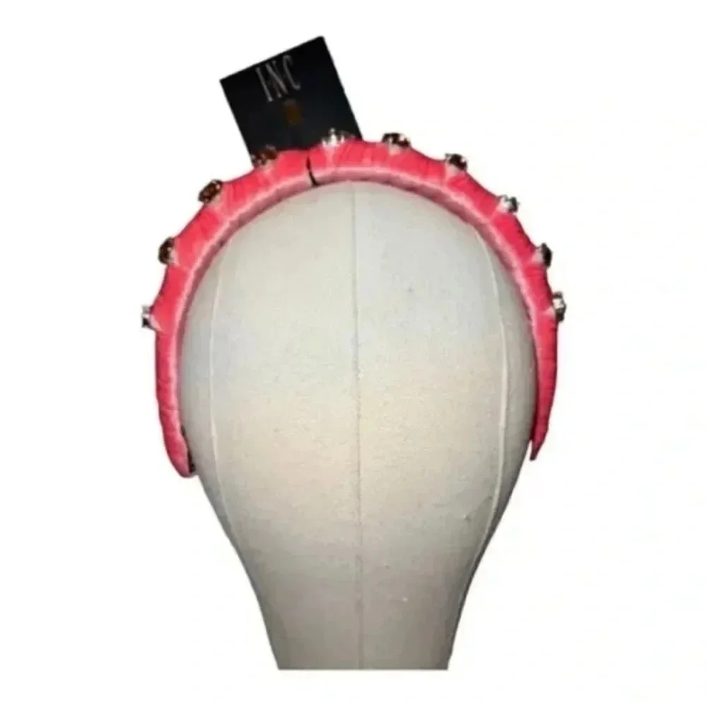 Velvet Pink Silver-Tone Rhinestone Studded Headband NWT